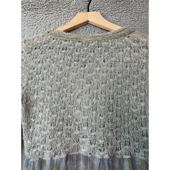 Casting Top Small XS Sheer Sparkle Knit Embroidery Dot Long Sleeve Boho Art - Picture 9 of 16